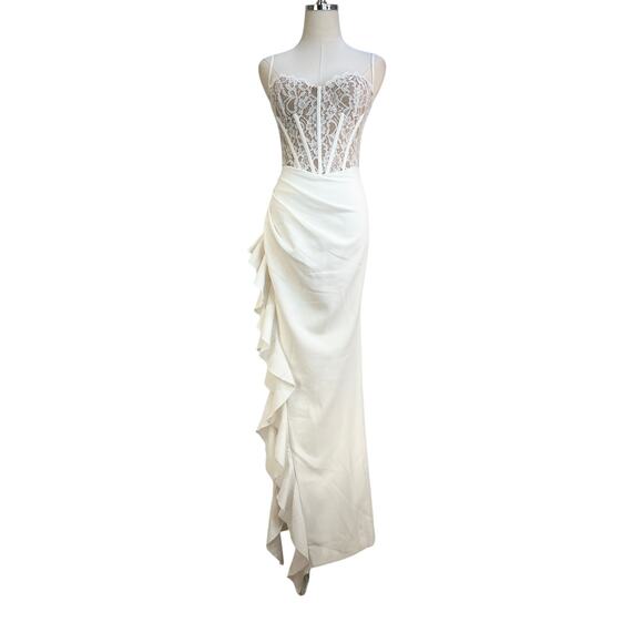 Miss Circle Junia Maxi Dress Corset Ruffles White Bridal - Picture 2 of 11